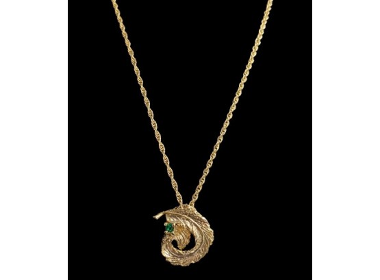 Vintage JJI Emerald Colored Gemstone Necklace