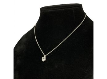 Heart-Shaped Spinel Pendant Necklace W/ Silver Chain
