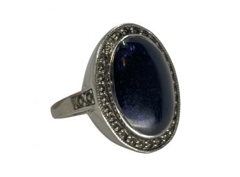 Silver And Large Onyx Ring, Sz. 7.75