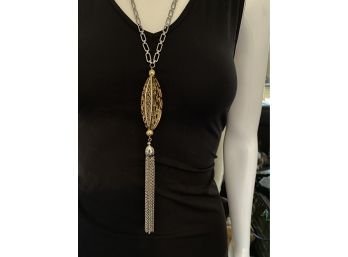 Long Chain Caged Tassel Necklace
