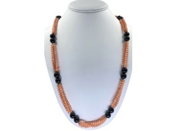 Onyx & Coral Infinity Necklace