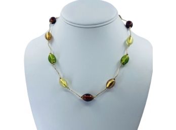 10K Yellow Gold Murano Glass Collar Necklace