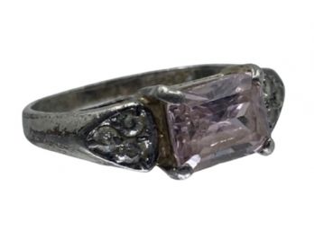 Sterling Silver Rose Quartz Ring, Sz. 7