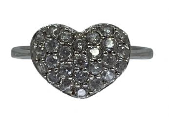 Sterling Silver Encrusted Heart Ring, Sz. 6.75