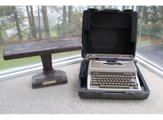 Vintage Desk Lamp And Royal Century/2000Typewriter