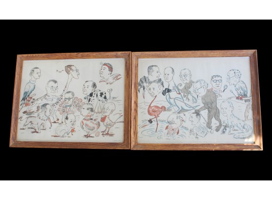 Original Lithographs Depicting Caricatures Of The Professors From The University Of Valencia 1949