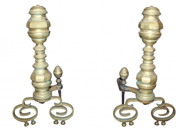 Amazing Federal Style Brass Andirons