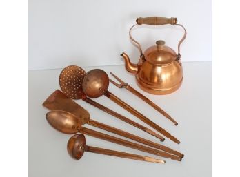 Corpal Copper Tea Kettle With Utensils
