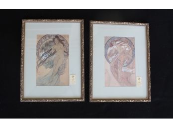 Alphonse Muchas Watercolor Prints  Set #1
