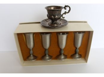 Pewter Cordials & Tea Cup