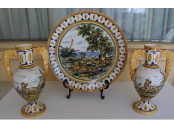 Antique Spanish Platter With Urns