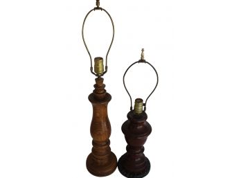 Beautiful Pair Of Turned  Wooden Lamps