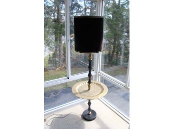 Amazing Mid-Century Modern Floor Lamp With Etched Brass Side Table
