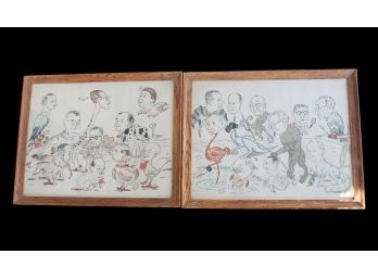 Original Lithographs Depicting Caricatures Of The Professors From The University Of Valencia 1949