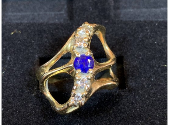 Gorgeous 14k Sapphire And Diamond Ring