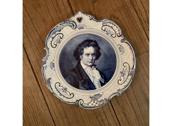 Antique Royal Bonn Beethoven Blue And White Plate