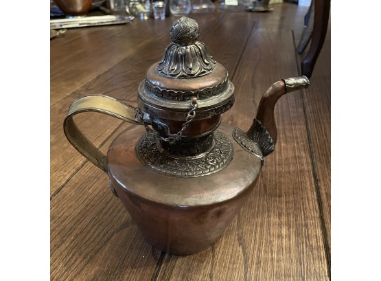 Beautiful Antique Copper And Brass Coffee Pot