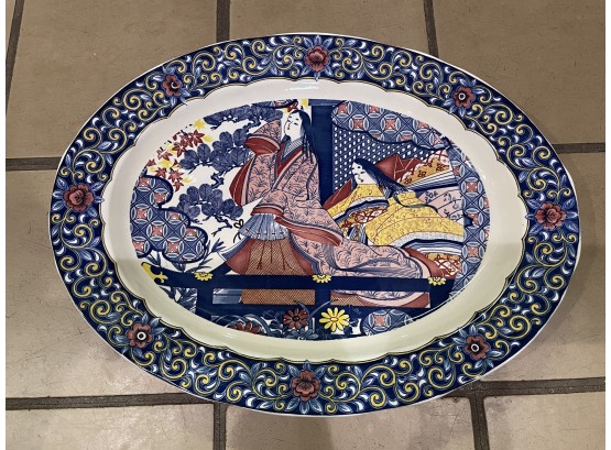Exquisite Large Antique Asian Oval Platter
