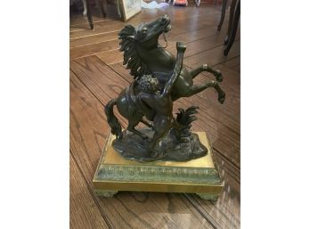 Spectacular Antique Bronze ~ Horse With Young Man ~ 19th C