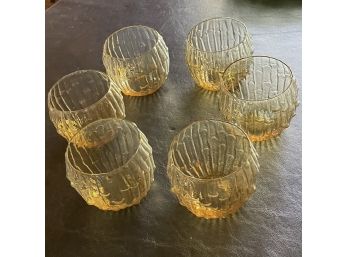 Gorgeous Set Of 6 Vintage Delicate Topaz Rocks Glasses