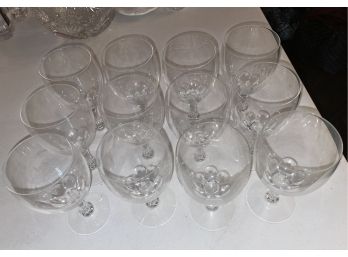 Beautiful Set Of 12 Vintage Crystal Wine Glasses