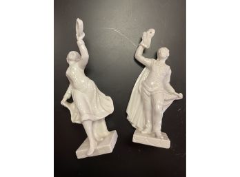 Pair Of Antique Richard Ginori Glazed Porcelain Dancing Figurines