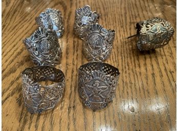Stunning Set Of 7 Antique Filigree Napkin Rings