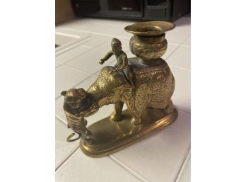 Exquisite Antique Solid Brass Elephant Candle Holder