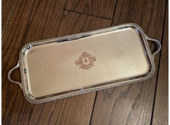 Gorgeous Heavy Antique Hand Engraved Silverplate Tray ~ B ~