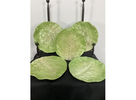 WANAPEE  Trade  Lettuce Leaf Vintage  Majolica  Plates