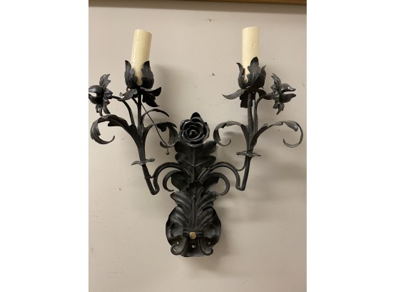 Antique Tole Style Wrought Iron Electric  Wall  Sconce