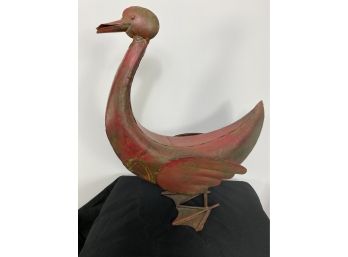 Decorative  Metal Tin  Reddish Painted Duck