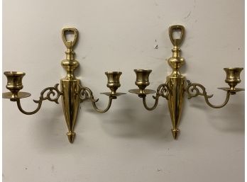Brass Candle Sconces Pair