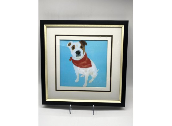 Offset Lithograph Of A Dog Wearing A Bandana