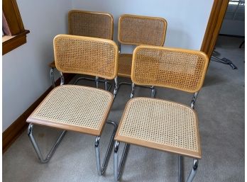 Set Of Four Cantilever Cane Chairs