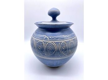 Blue Handmade Pot With Lid