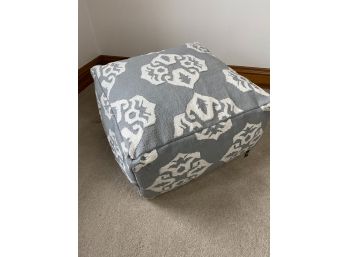 Gray And White Dhurrie Pouf