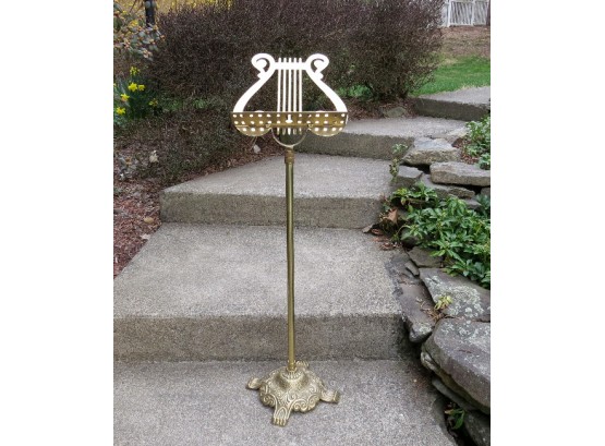 Vintage Brass Lyre Harp Victorian Design Adjustable Music Stand