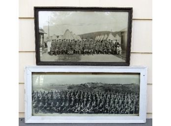 Pair Or US Military Unit Black & White Framed Unit Photographs - Almost Yard Longs! C.1928 & 1950