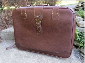 Traveler's Club Leather Suitcase W/Belt Straps - Attractive One