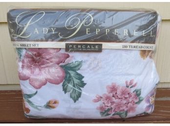 Lady Pepperell 180 Count Percale Floral Sheet Set New In Package - Full Size