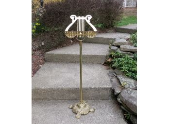 Vintage Brass Lyre Harp Victorian Design Adjustable Music Stand