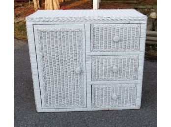 White Wicker Chest With Drawers And Shelves