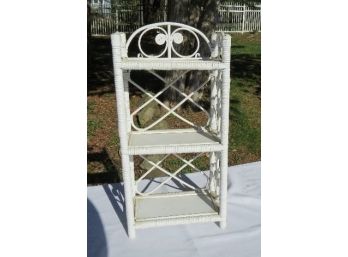 Attractive All Wicker Curlicue Decorated Wicker Shelf - 23' Tall By 11' Wide