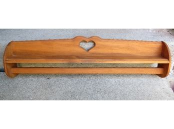 Hand Crafted Solid Pine Quilt Rack With Heart Cut Out And Shelf-nice!