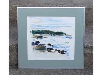 Beautiful Artist Signed Framed Seascape Watercolor Painting