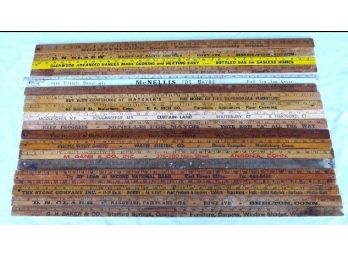 Lot Of 18 Vintage To Almost Antique Connecticut Advertising Yard Sticks -