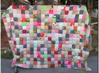Large Puffy Patchwork Quilt, Full Sized Bed Thick & Heavy With A Little More Work To Go
