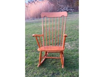 Country Farmhouse Colonial Spindle Back Maple Rocking Chair With Arms