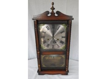 Commodore Regulator 35 Day Key Wind Mantle Clock Nice Rich Colored Case, Running
